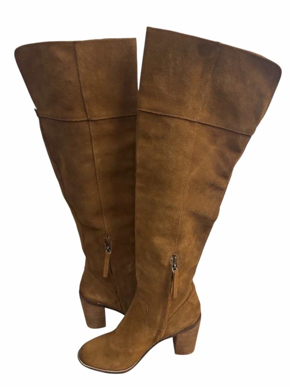 Steve Madden Palisade Brown Suede Over Knee Block Heel Boots Women’s Size 9.5